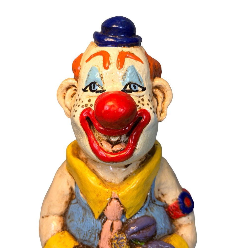 Vintage Clown Figurine 1979 Folk Art MCM Rare Collectible Hand Painted Ceramic - Picture 2 of 11